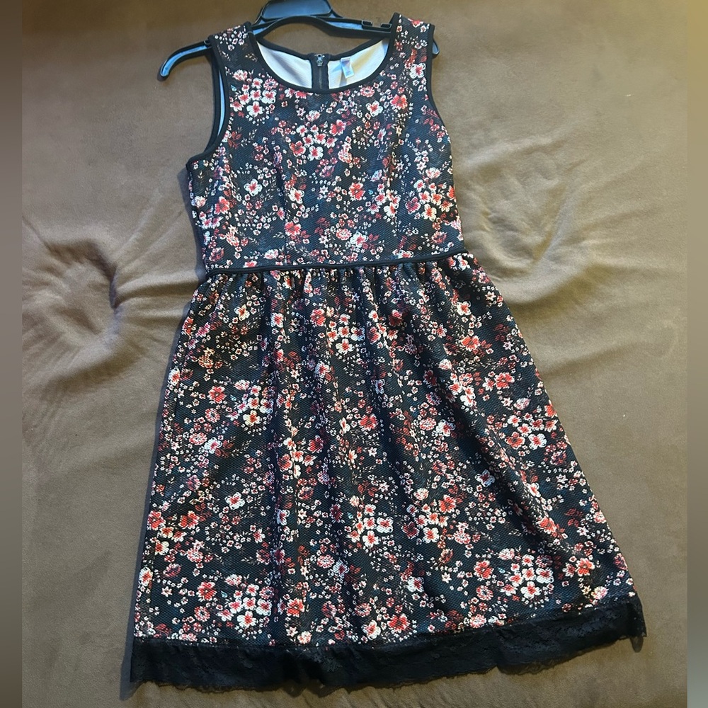 Floral Black Womens Dress